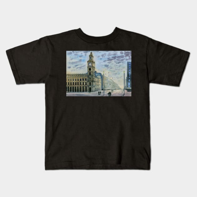 Melbourne GPO Kids T-Shirt by darrenyeoart